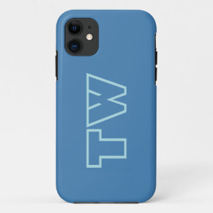 Steel Blue Solid Colour Minimalist Elegant Name iPhone 11 Case