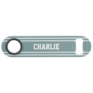 Steel Blue Stripes custom monogram bottle opener