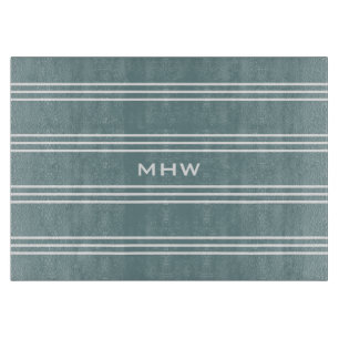 Steel Blue Stripes custom monogram cutting boards