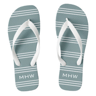 Steel Blue Stripes custom monogram sandals