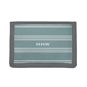 Steel Blue Stripes custom monogram wallets