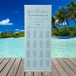 Steel Blue Welcome Wedding Seating Chart Retractable Banner