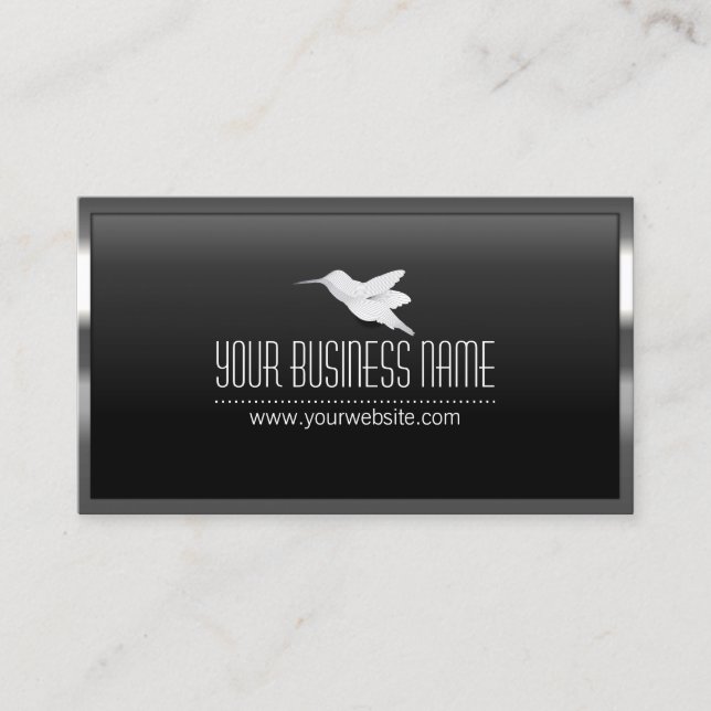Steel Border Agile Hummingbird Business Card (Front)