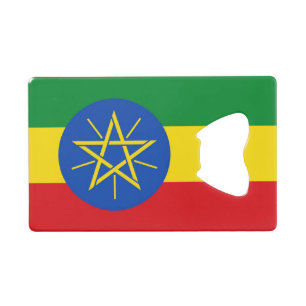 Steel Bottle Opener with flag of Ethiopia