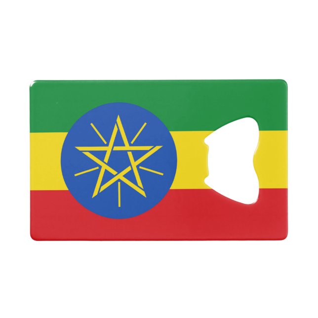 Steel Bottle Opener with flag of Ethiopia (Front (Horizontal))