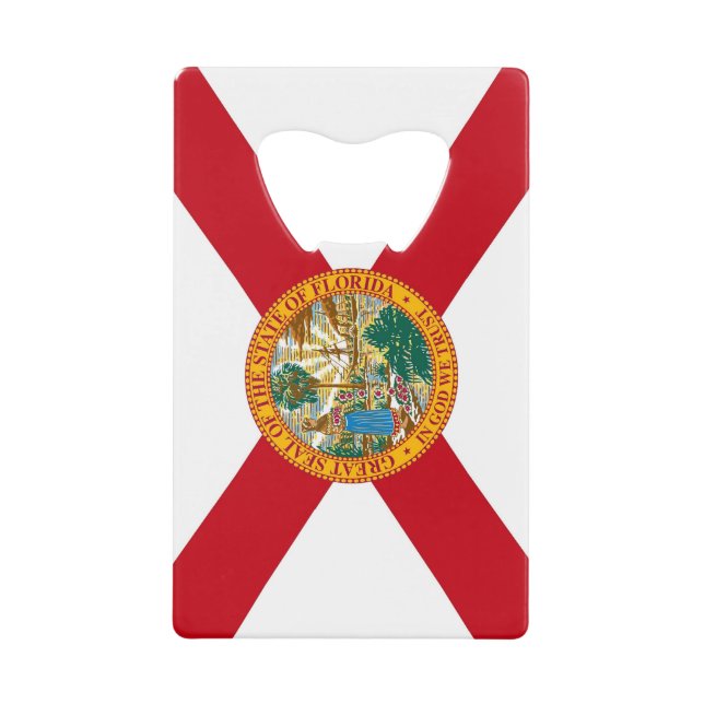 Steel Bottle Opener with flag of Florida, USA (Front)