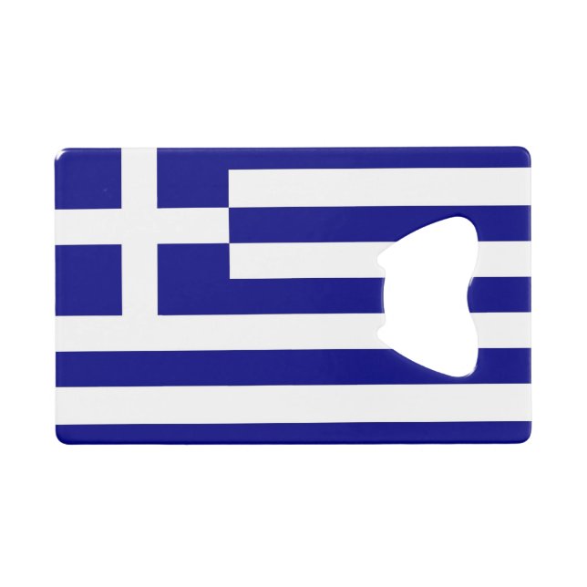 Steel Bottle Opener with flag of Greece (Front (Horizontal))