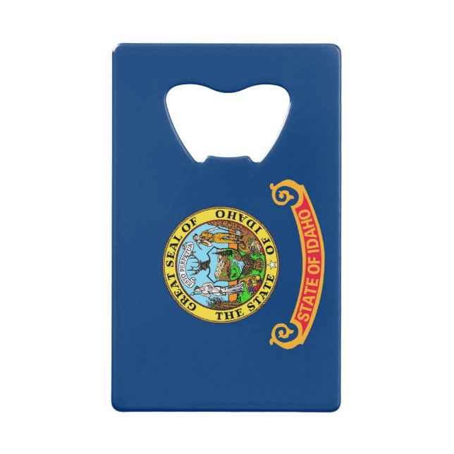 Steel Bottle Opener with flag of Idaho, USA (Front)