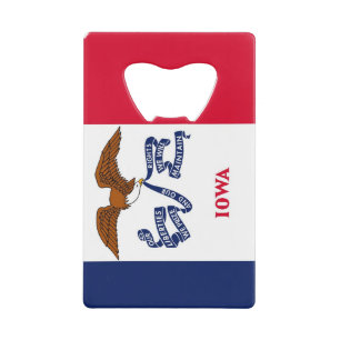 Steel Bottle Opener with flag of Iowa, USA