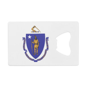 Steel Bottle Opener with flag of Massachusetts USA