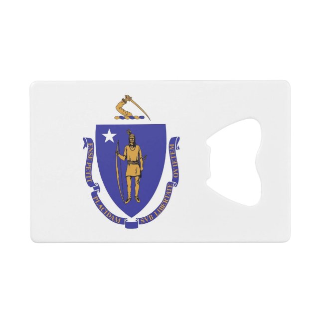 Steel Bottle Opener with flag of Massachusetts USA (Front (Horizontal))