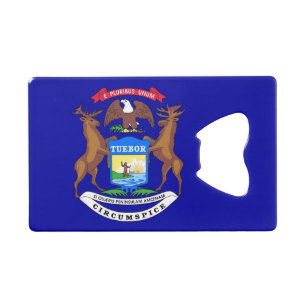 Steel Bottle Opener with flag of Michigan USA