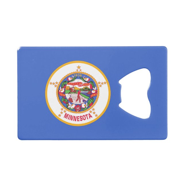 Steel Bottle Opener with flag of Minnesota USA (Front (Horizontal))