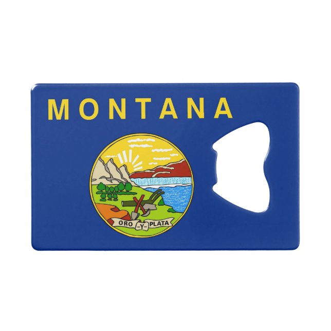 Steel Bottle Opener with flag of Montana, USA (Front (Horizontal))