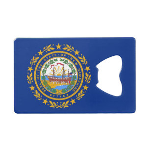 Steel Bottle Opener with flag of New Hampshire USA