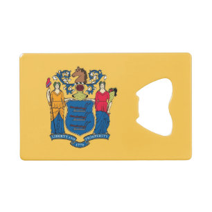 Steel Bottle Opener with flag of New Jersey, USA