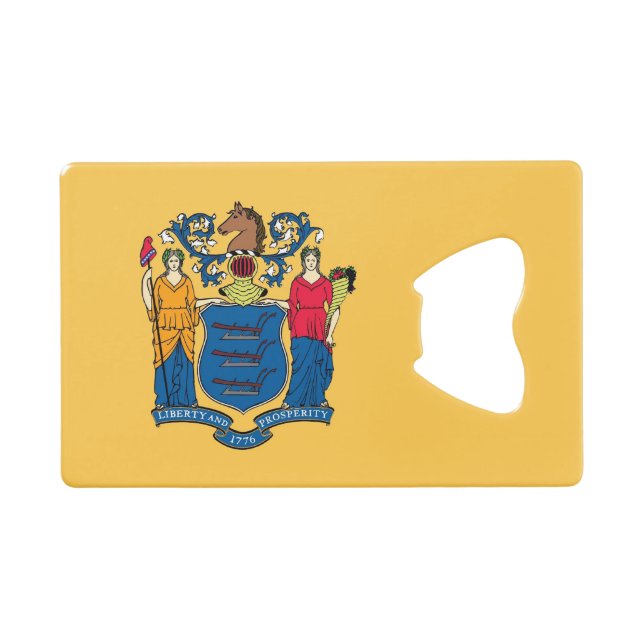 Steel Bottle Opener with flag of New Jersey, USA (Front (Horizontal))