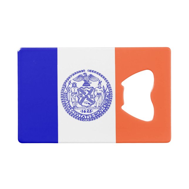 Steel Bottle Opener with flag of New York City USA (Front (Horizontal))