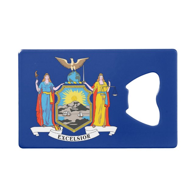 Steel Bottle Opener with flag of New York, USA (Front (Horizontal))
