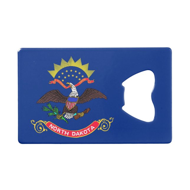 Steel Bottle Opener with flag of North Dakota (Front (Horizontal))