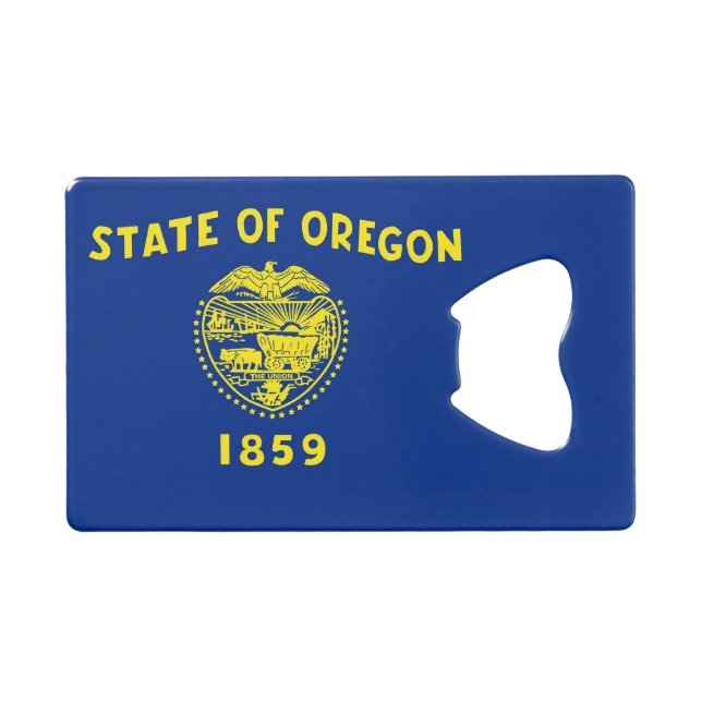 Steel Bottle Opener with flag of Oregon State (Front (Horizontal))