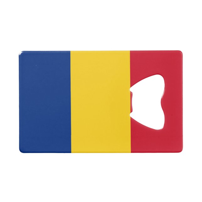 Steel Bottle Opener with flag of Romania (Front (Horizontal))