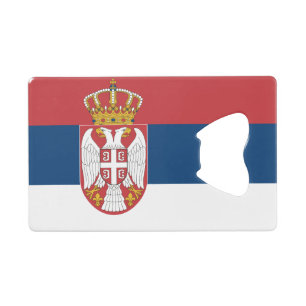 Steel Bottle Opener with flag of Serbia
