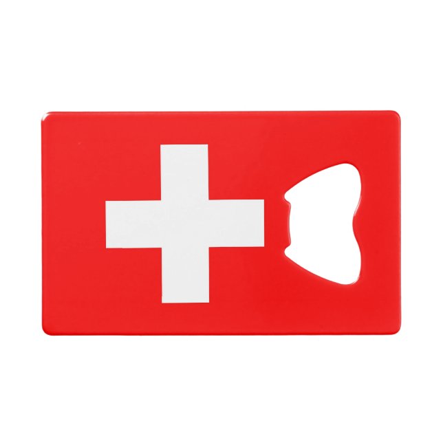 Steel Bottle Opener with flag of Switzerland (Front (Horizontal))