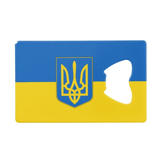 Steel Bottle Opener with flag of Ukraine (Front (Horizontal))