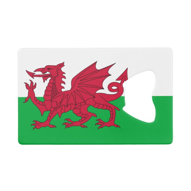 Steel Bottle Opener with flag of Wales, UK (Front (Horizontal))