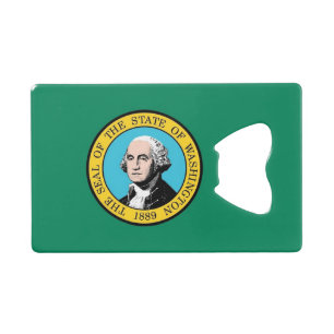 Steel Bottle Opener with flag of Washington State