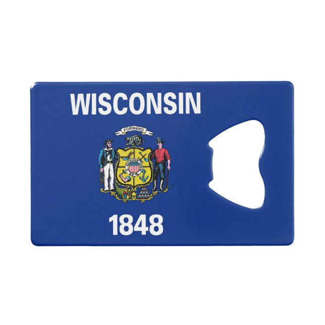 Steel Bottle Opener with flag of Wisconsin (Front (Horizontal))