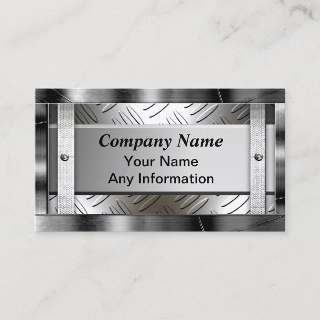 Steel Diamond Pattern Metal Business Card (Front)