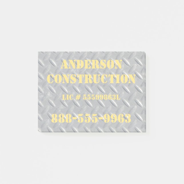 Steel Diamond Plate Business Info Post-it Notes (Front)