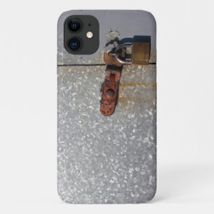 Steel doors locked with a rusty padlock iPhone 11 case