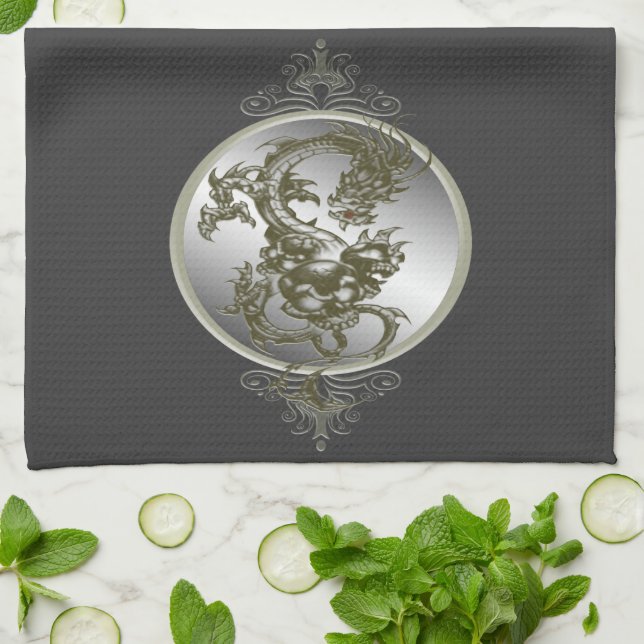 Steel Dragon Kitchen Towel (Folded)