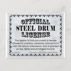 Steel Drum License Postcard