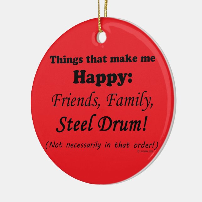 Steel Drum Makes Me Happy Ceramic Tree Decoration (Left)