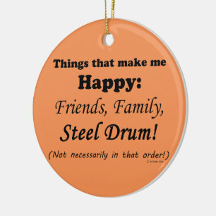 Steel Drum Makes Me Happy Ceramic Tree Decoration