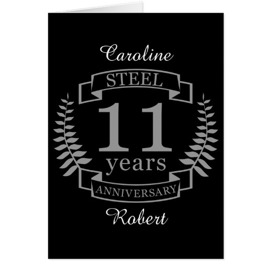 Steel Eleventh wedding  anniversary  11  years  Card Zazzle 
