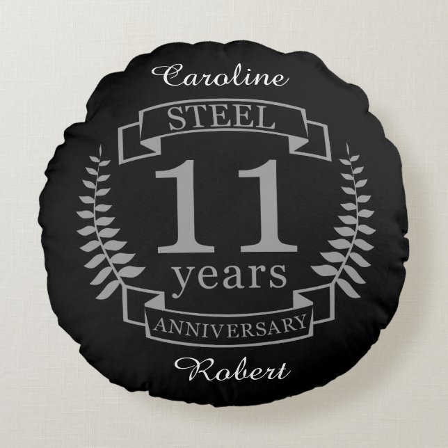 Steel Eleventh wedding anniversary 11 years Round Cushion (Front)