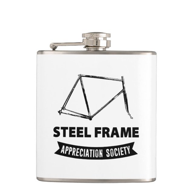 Steel Frame Bike Appreciation Society Hip Flask (Front)