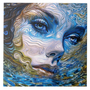 “Steel Gaze” - Women In Water Tile