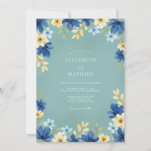 Steel Gold Petal Wedding Invitation
