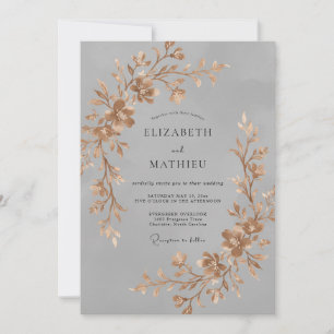 Steel Gold Vine Wedding Invitation