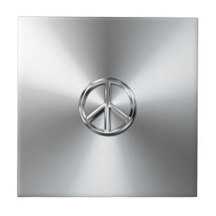 Steel Gradient Graphic Peace Symbol Tile