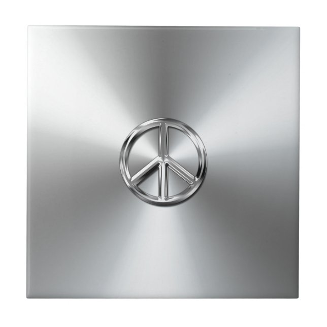 Steel Gradient Graphic Peace Symbol Tile (Front)