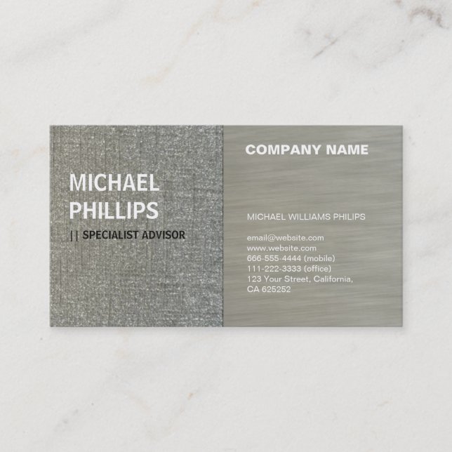 STEEL GRAY METAL PROFESSIONAL METALLIC FORGE BUSINESS CARD (Front)