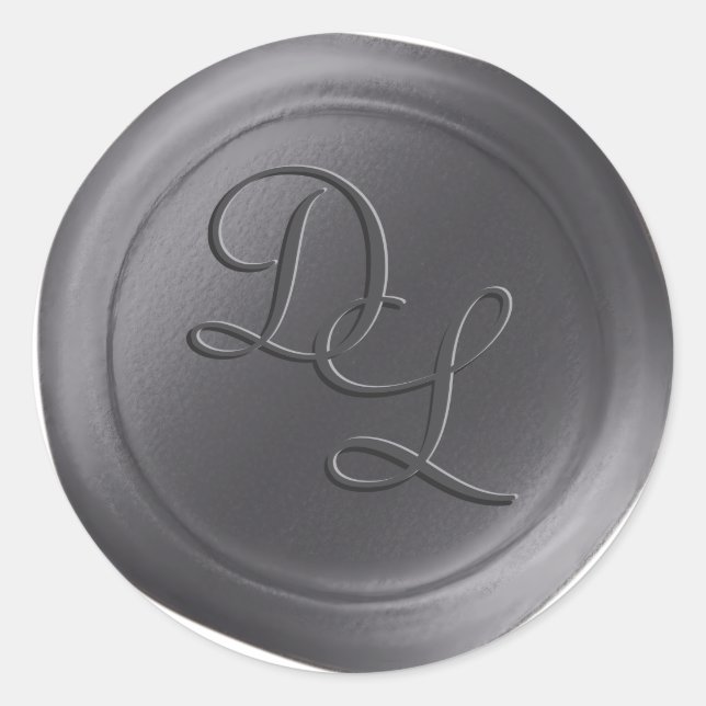 Steel Grey 2 Letter Monogram Wax Seal Stickers (Front)