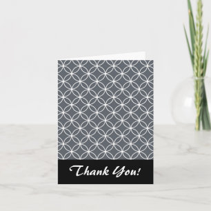 Steel Grey and White Circles Pattern Thank You Card